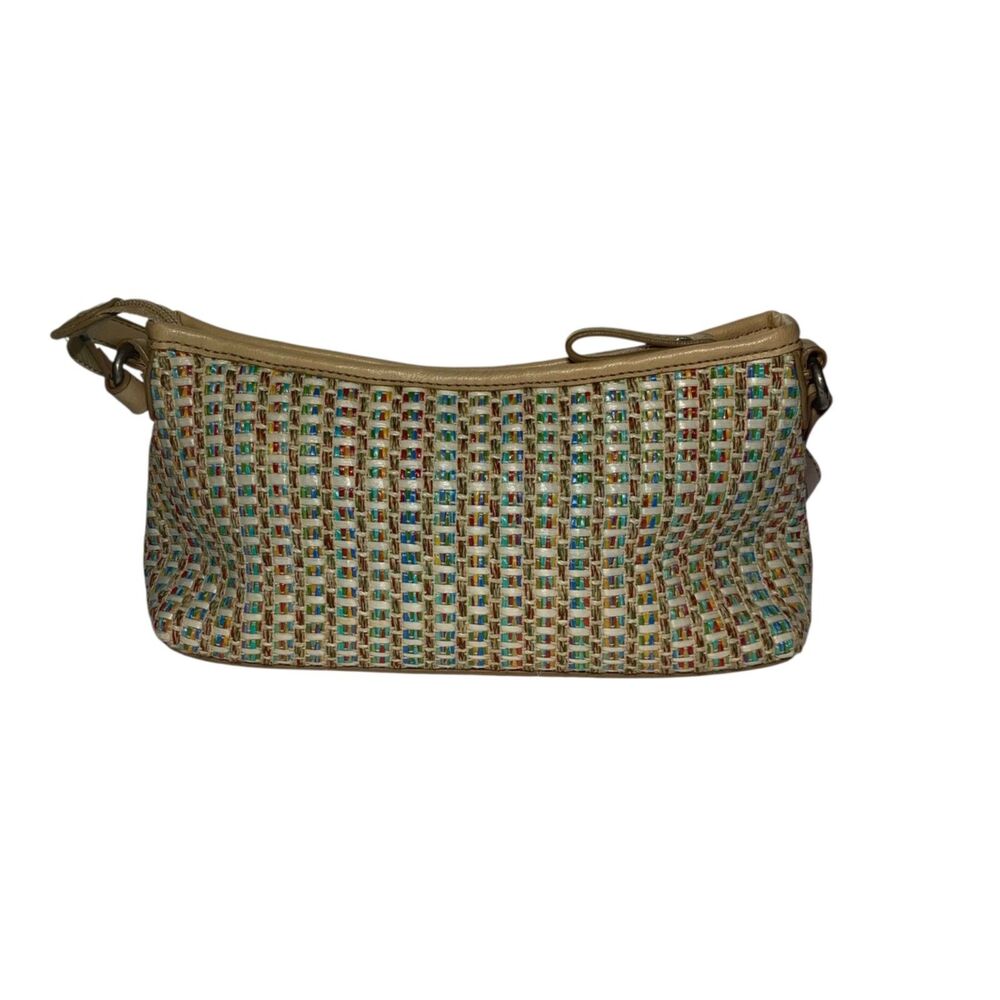Vintage Relic Multicolored Woven Pattern Neutral Tan Trim Shoulder Mini Purse